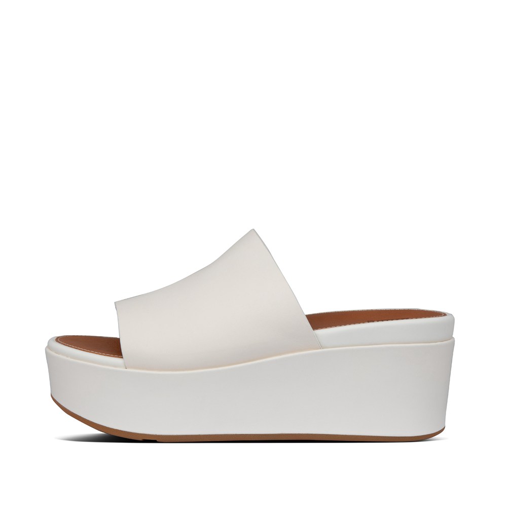 Fitflop Womens Wedge White - Eloise Leather Slides - 17VJMQKOS